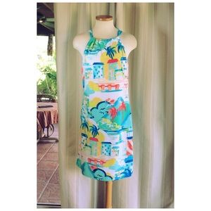 TROPICAL HALTER DRESS